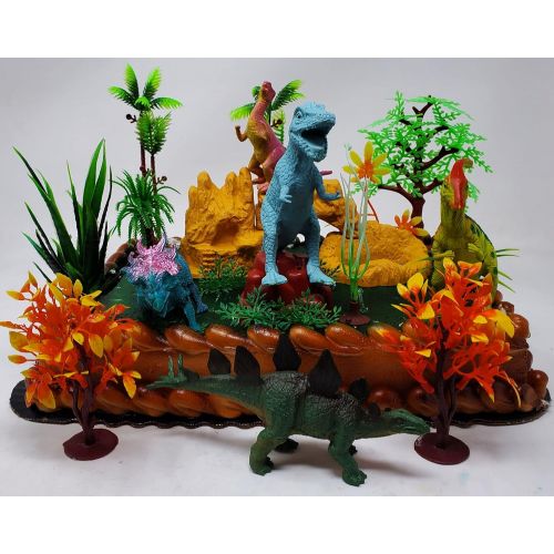  Cake Topper Prehistoric T-Rex Dinosaur 12 Piece Birthday Set Featuring a T-Rex and 4 Random Dinosaur Figures, Themed Decorative Accessories, Dinosaurs Average 1/2 to 4 Inches Tall