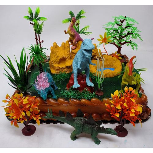  Cake Topper Prehistoric T-Rex Dinosaur 12 Piece Birthday Set Featuring a T-Rex and 4 Random Dinosaur Figures, Themed Decorative Accessories, Dinosaurs Average 1/2 to 4 Inches Tall