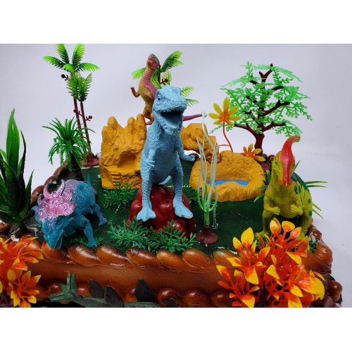  Cake Topper Prehistoric T-Rex Dinosaur 12 Piece Birthday Set Featuring a T-Rex and 4 Random Dinosaur Figures, Themed Decorative Accessories, Dinosaurs Average 1/2 to 4 Inches Tall