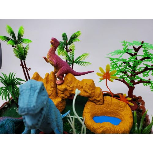  Cake Topper Prehistoric T-Rex Dinosaur 12 Piece Birthday Set Featuring a T-Rex and 4 Random Dinosaur Figures, Themed Decorative Accessories, Dinosaurs Average 1/2 to 4 Inches Tall