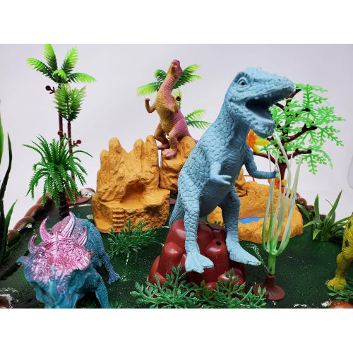  Cake Topper Prehistoric T-Rex Dinosaur 12 Piece Birthday Set Featuring a T-Rex and 4 Random Dinosaur Figures, Themed Decorative Accessories, Dinosaurs Average 1/2 to 4 Inches Tall