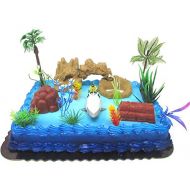 Super Hero Justice League AQUAMAN Birthday Cake Topper Set Featuring Aquaman Figure and Decorative Accessories