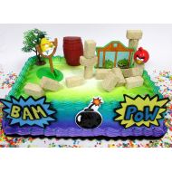 Cake Toppers Angry Birds Birthday Cake Topper Set Featuring Angry Birds Figures and Decorative Themed Accessories