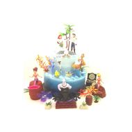 Cake Toppers Under The Sea Little Mermaid Birthday Set Featuring Ariel and Friends Figures with Decorative Themed Accessories