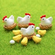 /CakeWorld001 1 set ( 16pcs ) Chicken Breed Hen Family Bonsai Tools Fairy Garden Decoration Miniatures Resin Terrarium Figurines Jardin Micro Landscape