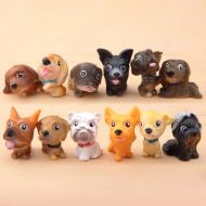 /CakeWorld001 1 set (12pcs) Kawaii Dogs Figurines Fairy Garden Miniature Decor Bonsai Succulent Gnomes Plastic Crafts miniaturas para mini jardins