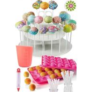 APRON HEROES- Complete Cake Pop Maker Kit, Nonstick, Silicone, Cake Pop Maker, Cake Pop Kit, with, Cake Pop Stand Holder, Cake Pop Molds, 120 Lollipop Sticks, Melting Pot, Decorating Pen, & Twist Ties