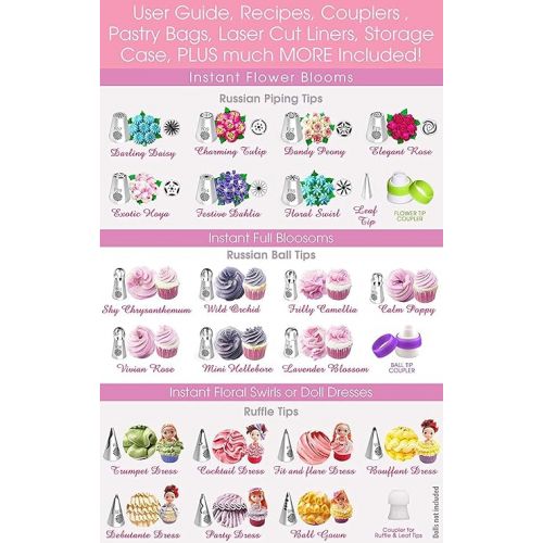  APRON HEROES - Russian Piping Tips, 69Pcs, Cupcake, Frosting Piping Kit, Edible Flowers, Cake Decorating Kit, Frosting, Baking Accessories, & Supplies