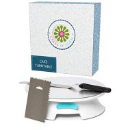 Cakes of Eden Foreversmooth Cake Turntable Stand- W/break Smoother Rotating Frosting Decorating Supplies Kit W/offset Spatula Set, Icing Bench Scraper, Cake Boards. 12 Inch White Spinner Baking