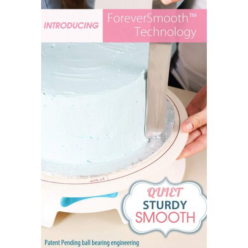  Cakes of Eden Foreversmooth Cake Turntable Stand- W/break Smoother Rotating Frosting Decorating Supplies Kit W/offset Spatula Set, Icing Bench Scraper, Cake Boards. 12 Inch White Spinner Baking