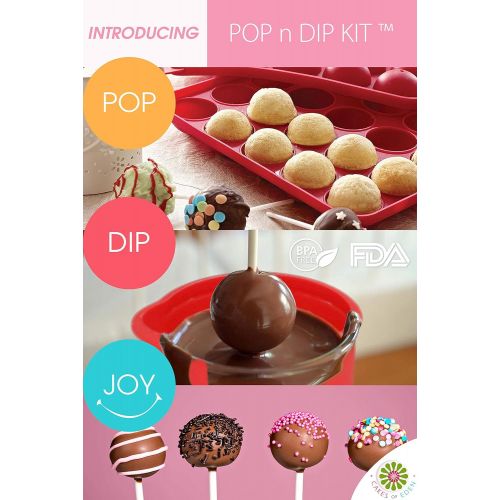  [아마존베스트]Cakes of Eden COMPLETE CAKE POP MAKER KIT - Jam packed with silicone cakepop baking mold, 120 lollipop sticks, candy and chocolate melting pot, decorating pen, bags, twist ties & 3-Tier display