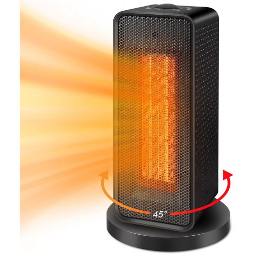  Cakie Space Heater, 75°Oscillating Electric Heater, 600W/1200W Ceramic Heater, Safety & Fast Quiet Heat, Small Portable Heater for Bedroom, Office and Indoors (10inch)