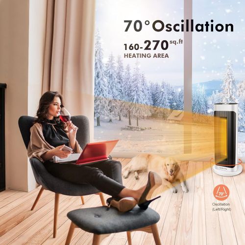  Cakie Portable Electric Space Heater, 1500W/750W Safe and Quiet Ceramic Heater Fan with Thermostat, Widespread Oscillation, Heat Up 200 Square Feet for Office Room Desk Indoor Use (White