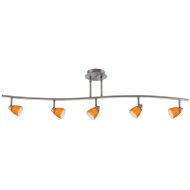 Cal Lighting SL-954-5-BK/CBS Track Lighting with Cone Bruised Steel Shades, Black Finish