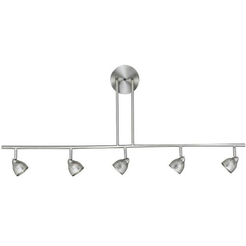  Cal Lighting SL-954-5-BSCWH Track Lighting with Cone White Shades, Brushed Steel Finish