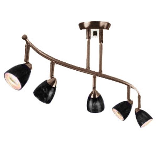  Cal Lighting SL-954-5-RUMBK Track Lighting with Mesh Black Shades, Rust Finish