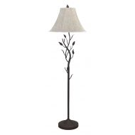 Cal Lighting BO-769 Floor Lamp with Tan Tweed Fabric Shades, 64 x 11 x 64, Black Finish
