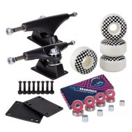 Cal 7 5.25 Inch Skateboard Trucks, 52mm Wheels, Plus Bearings Combo Set (Black Trucks, White Raceway Wheels)