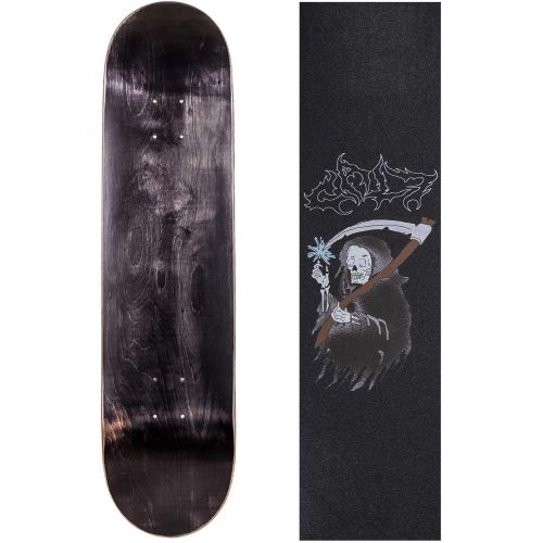  Cal 7 Black Skateboard Deck with Graphic Grip Tape 7.75, 8, 8.25, and 8.5 Inch Maple Board for Skating