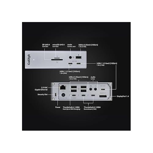  CalDigit TS4 Thunderbolt 4 Dock - 18 Ports, 98W Charging, 40Gb/s Thunderbolt 4, USB-A/C, 2.5GbE, 8K/6K Displays, Mac/PC/Chrome Compatible