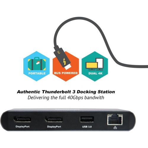  CalDigit Thunderbolt 3 Mini Dock -Portable, Bus Powered, Non Charging, 40Gbs, Dual 4K Display Adapter, USB 3.02.0 and Gigabit Ethernet LAN for Thunderbolt 3 Mac and PC (Dual HDMI