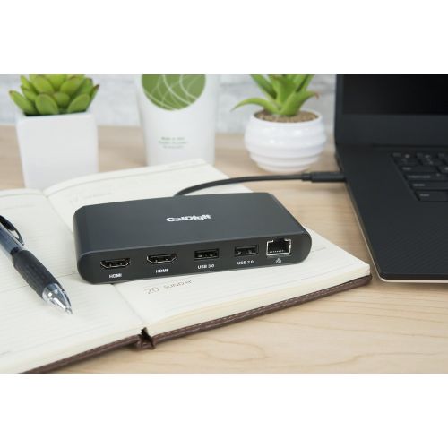  CalDigit Thunderbolt 3 Mini Dock -Portable, Bus Powered, Non Charging, 40Gbs, Dual 4K Display Adapter, USB 3.02.0 and Gigabit Ethernet LAN for Thunderbolt 3 Mac and PC (Dual HDMI