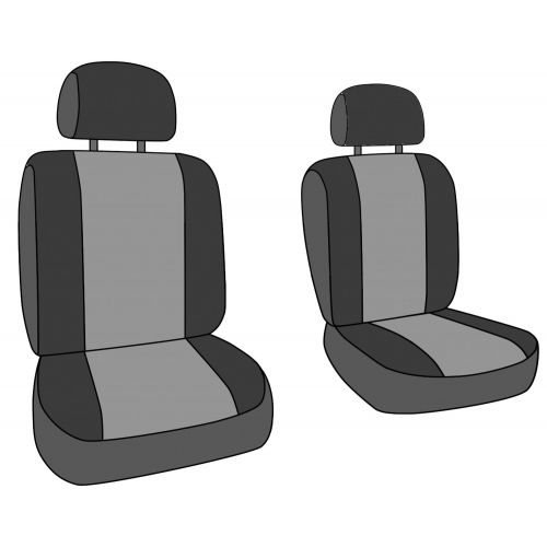  CalTrend Front Row Bucket Custom Fit Seat Cover for Select Ford F-150 Models - NeoSupreme (Light Grey Insert and Black Trim)