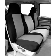 CalTrend Front Row Bucket Custom Fit Seat Cover for Select Jeep CJ7/Wrangler Models - NeoSupreme (Light Grey Insert and Black Trim)