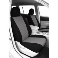 CalTrend Front Row Bucket Custom Fit Seat Cover for Select Jeep Cherokee/Wagoneer Models - DuraPlus (Light Grey Insert and Black Trim)