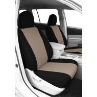 CalTrend Front Row Bucket Custom Fit Seat Cover for Select Jeep Cherokee/Wagoneer Models - DuraPlus (Beige Insert and Black Trim)