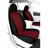 CalTrend Front Row Bucket Custom Fit Seat Cover for Select Honda Civic Models - I Cant Believe Its Not Leather (Red Insert with Black Trim)
