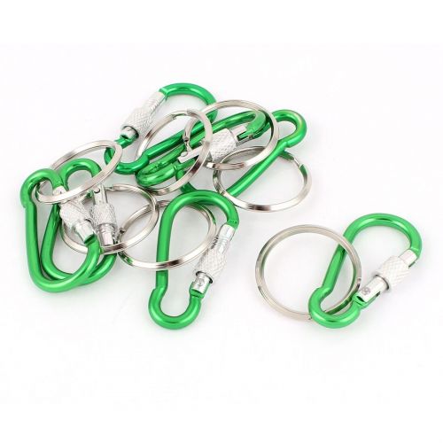  Calabash Shaped Screw Locking Carabiner Clip Split Ring Key Chain 8pcs Green by Unique Bargains