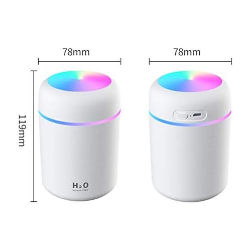  Calayu USB Humidifier 300 ml Air Humidifier with Colourful Night Light, Quiet Mist Humidifier for Room, Office, Car