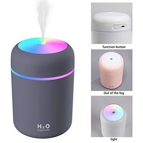 Calayu USB Humidifier 300 ml Air Humidifier with Colourful Night Light, Quiet Mist Humidifier for Room, Office, Car