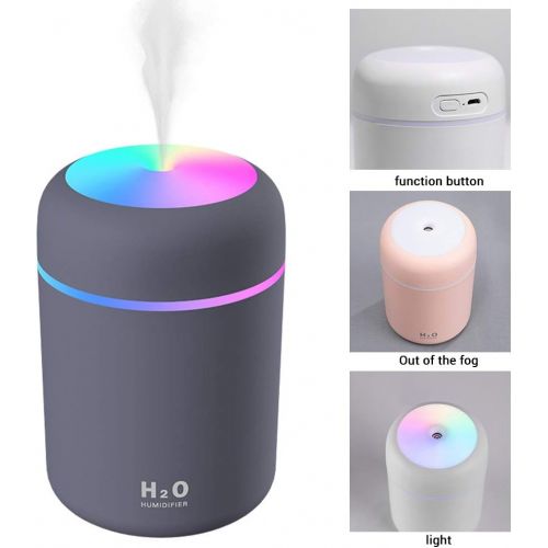  Calayu USB Humidifier 300 ml Air Humidifier with Colourful Night Light, Quiet Mist Humidifier for Room, Office, Car