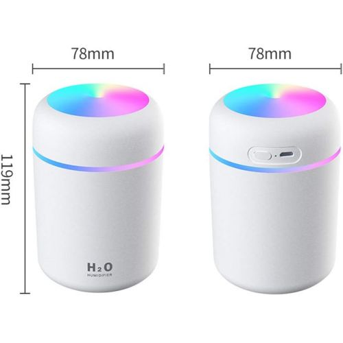  Calayu USB Humidifier 300 ml Air Humidifier with Colourful Night Light, Quiet Mist Humidifier for Room, Office, Car