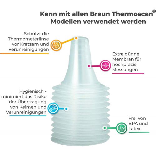  Calcomed 200 Schutzkappen fuer alle Braun Thermoscan Ohrthermometer | Ohr Fieberthermometer | Ohrenthermometer