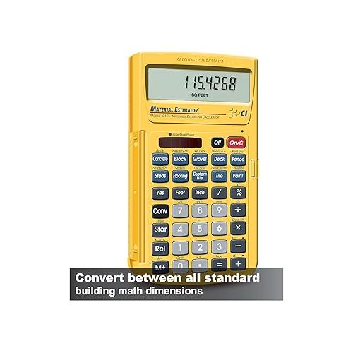  Calculated Industries 4019 Material Estimator Calculator | Finds Project Building Material Costs for DIY’s, Contractors, Tradesmen, Handymen and Construction Estimating Professionals,Yellow