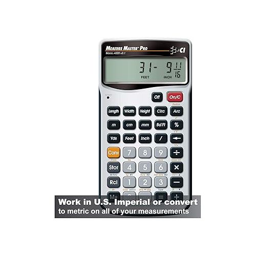  Calculated Industries 4020 Measure Master Pro Feet-Inch-Fraction and Metric Construction Math Calculator, Silver