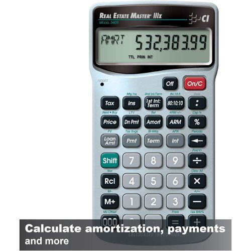  [아마존베스트]Calculated Industries 3405 Real Estate Master IIIx Residential Real Estate Finance Calculator | Clearly-Labeled Function Keys | Simplest Operation | Solves Payments, Amortizations,