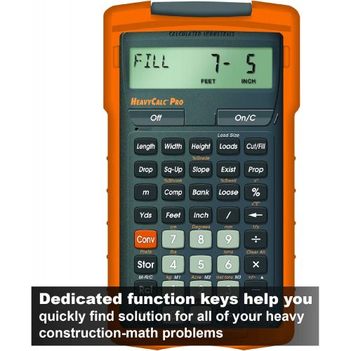  [아마존베스트]Calculated Industries 4325 HeavyCalc Pro Feet-Inch, Tenths, Yards and Metric Construction Math Calculator Tool for Engineers, Estimators, Excavators, Highway Contractors and Heavy