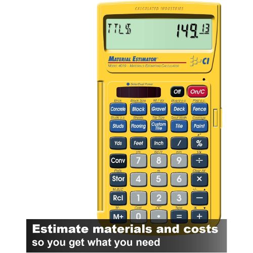  Calculated Industries 4019 Material Estimator Calculator Finds Project Building Material Costs for DIY’s, Contractors, Tradesmen, Handymen and Construction Estimating Professionals