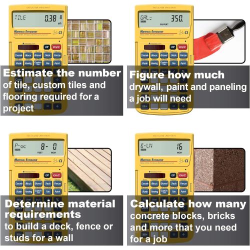  Calculated Industries 4019 Material Estimator Calculator Finds Project Building Material Costs for DIY’s, Contractors, Tradesmen, Handymen and Construction Estimating Professionals