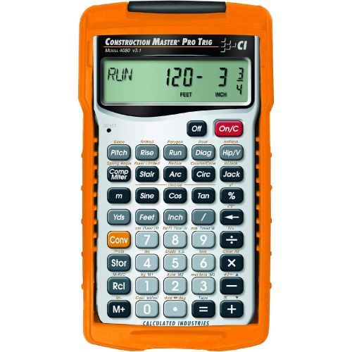  Calculated Industries 4080 Construction Master Pro Trig Advanced Construction Math Feet-Inch-Fraction Calculator with Full Trig Function for Architects, Engineers, Contractors, Est