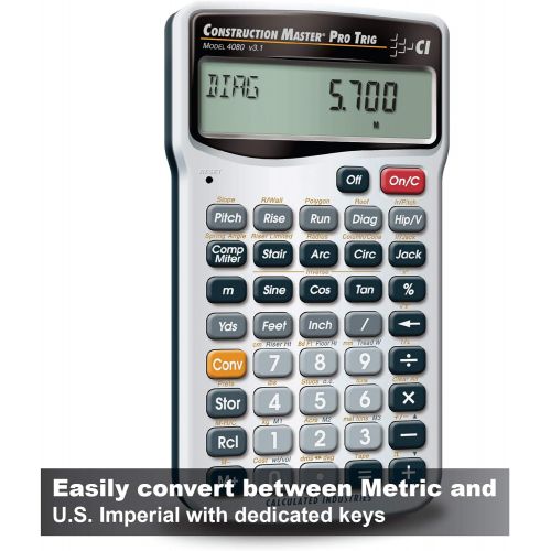  Calculated Industries 4080 Construction Master Pro Trig Advanced Construction Math Feet-Inch-Fraction Calculator with Full Trig Function for Architects, Engineers, Contractors, Est