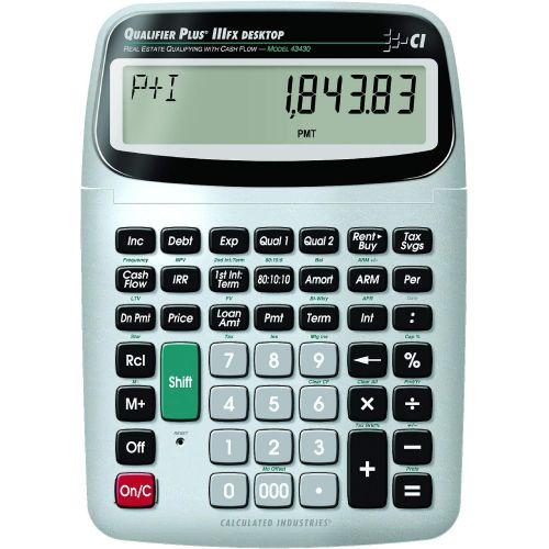  Calculated Industries 43430 Qualifier Plus IIIfx Desktop PRO Real Estate Mortgage Finance Calculator Clearly-Labeled Keys Buyer Pre-Qualifying Payments, Amortizations, ARMs, Combos
