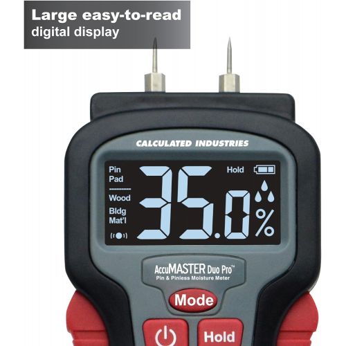  [아마존베스트]Calculated Industries 7445 AccuMASTER Duo Pro Pin & Pinless Moisture Meter Detects Hidden Leaks and Moisture | Combo Non-invasive Pad + Pin Sensors | for Restoration Contractors, W