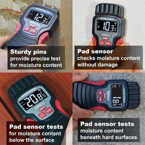  [아마존베스트]Calculated Industries 7445 AccuMASTER Duo Pro Pin & Pinless Moisture Meter Detects Hidden Leaks and Moisture | Combo Non-invasive Pad + Pin Sensors | for Restoration Contractors, W