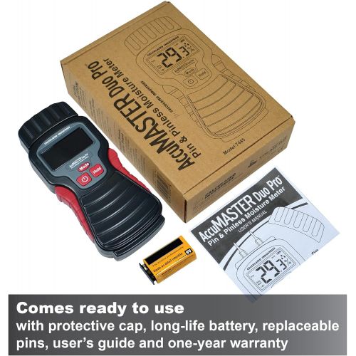  [아마존베스트]Calculated Industries 7445 AccuMASTER Duo Pro Pin & Pinless Moisture Meter Detects Hidden Leaks and Moisture | Combo Non-invasive Pad + Pin Sensors | for Restoration Contractors, W