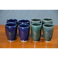 /CaldwellPottery Green Blue Ceramic Cup, Hand Thrown Porcelain Pottery, Handleless, Tumbler, Mugs, Tea, Wine Glass, Unique Gift, Mom | Caldwell Pottery